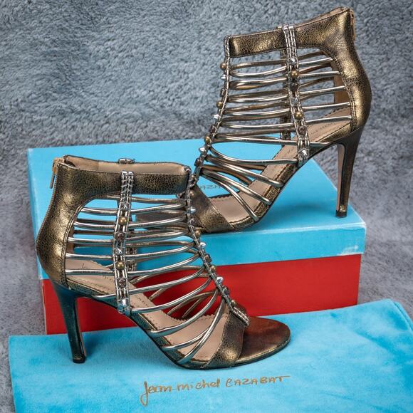 Jean Michel Cazabat Ciarra Bronze Witchcore Skulls Halloween Pumps US 8 EU 38 - Picture 1 of 15